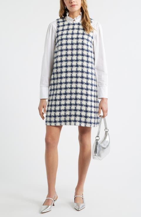 Tweed Sleeveless Shift Dress