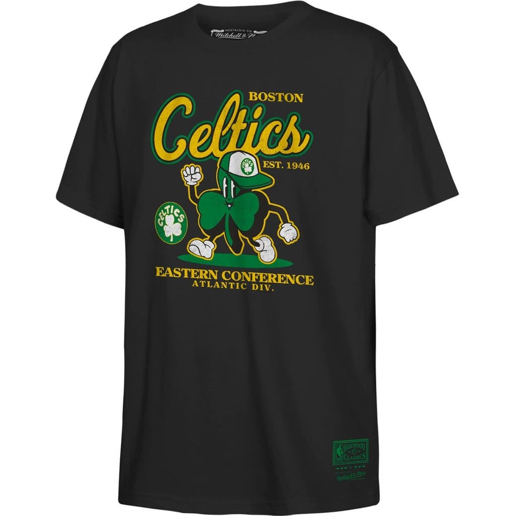 Mitchell & Ness Kids' Youth Black Boston Celtics Retro Mascot Script T-shirt