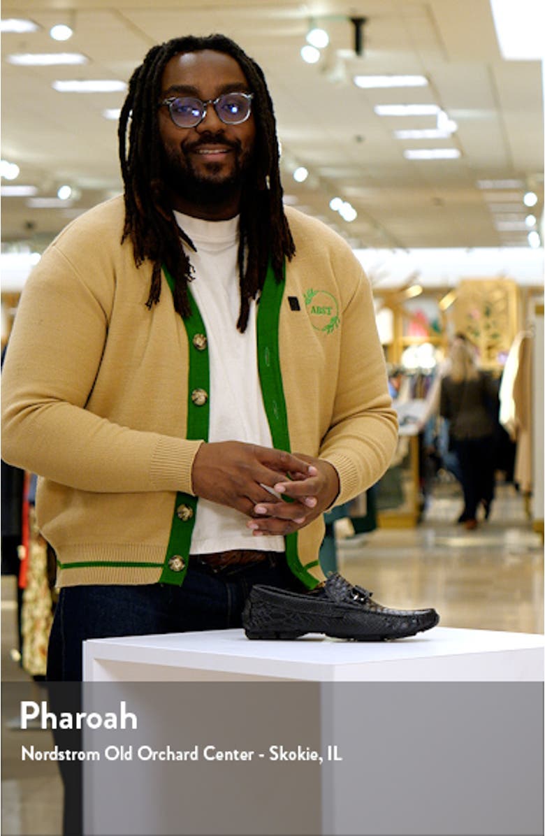 Dacio II Snakeskin Embossed Driving Loafer, sales video thumbnail