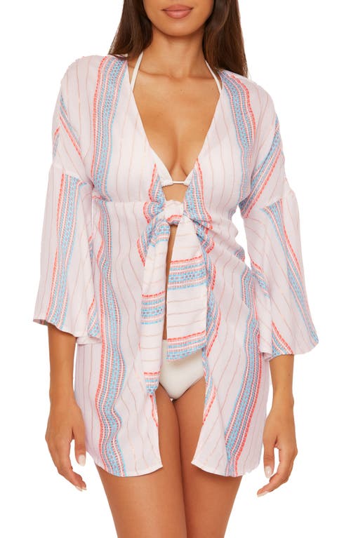 Becca Radiance V-neck Long Sleeve Cover-up Tunic In Pattern