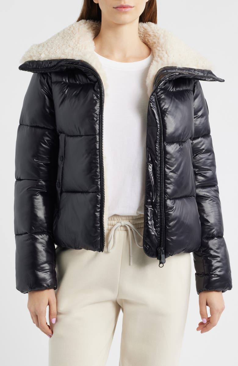 Save The Duck Moma Water Resistant Quilted Puffer Jacket, Alternate, color, Black