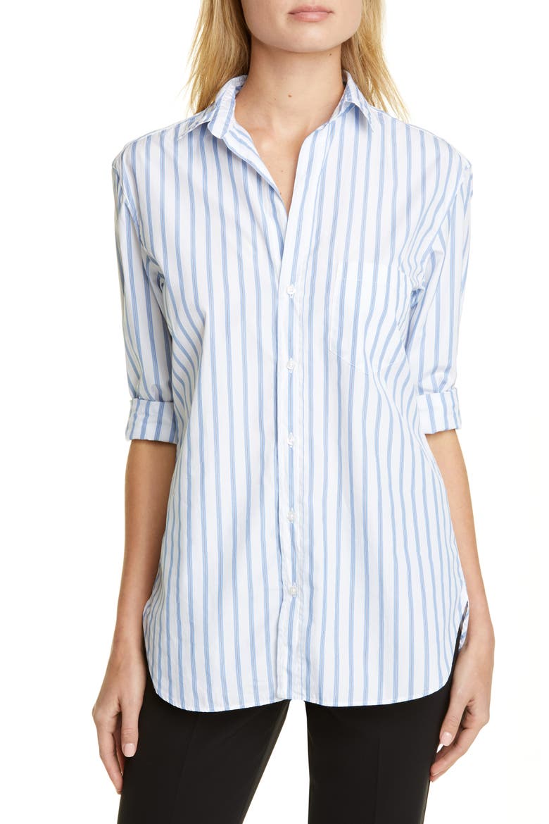 Joedy Stripe Cotton Button-Up Shirt, Main, color, MENS BLUE STRIPE