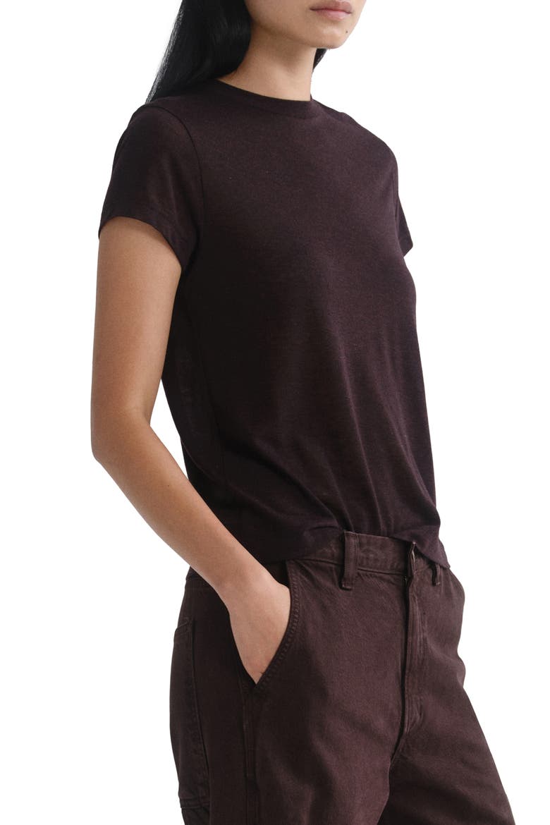 Long Line Adine Tee, Alternate, color, RISTRETTO DARK HEATHER PLUM