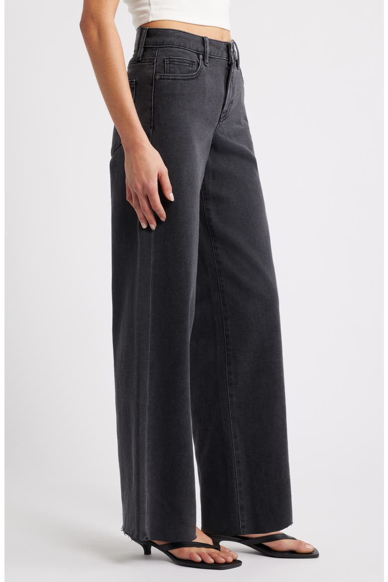 Raw Hem High Waist Wide Leg Jeans, Alternate, color, CHARCOAL