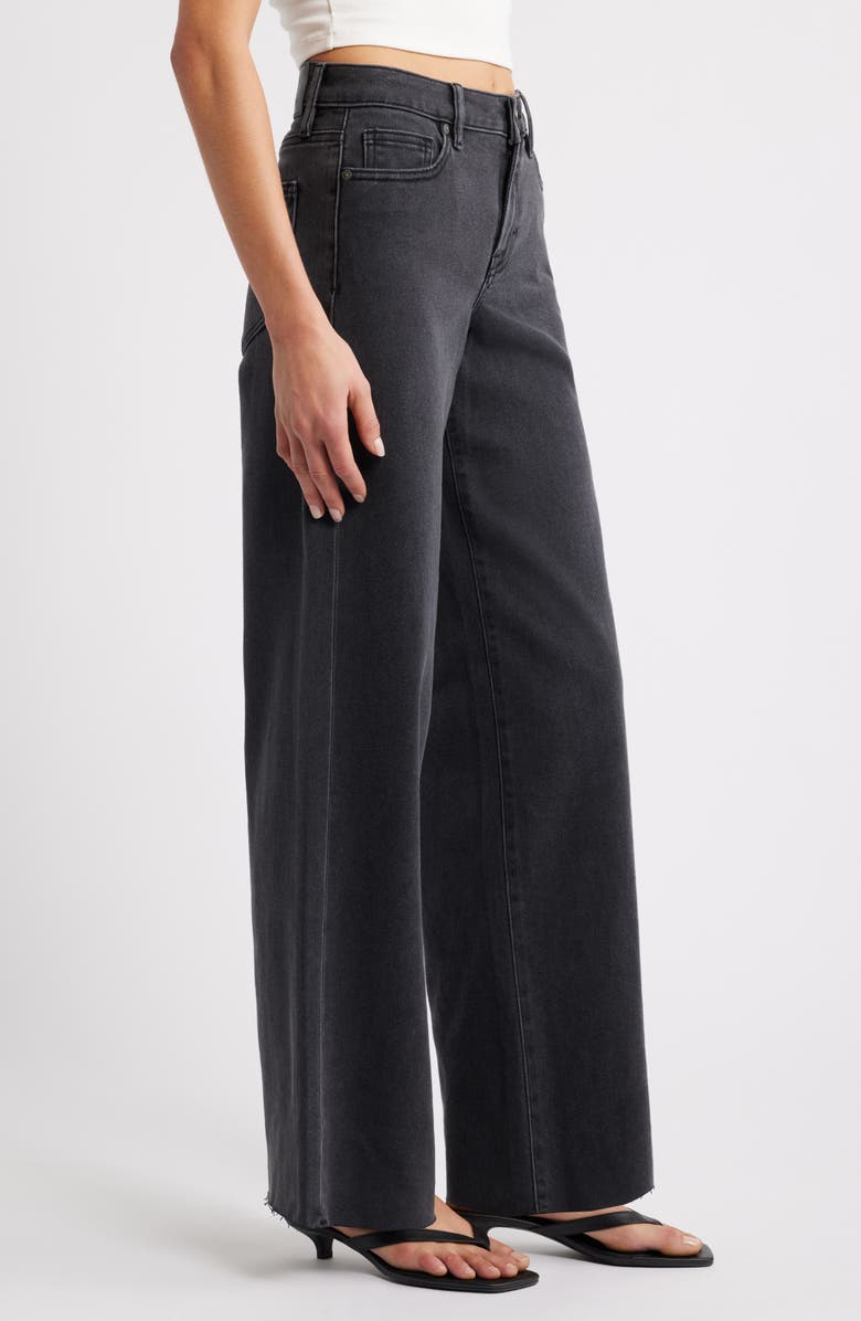 HIDDEN JEANS Raw Hem High Waist Wide Leg Jeans, Alternate, color, Charcoal