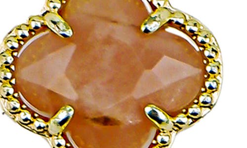 Panacea Stone Clover & Freshwater Pearl Teardrop Earrings In Peach