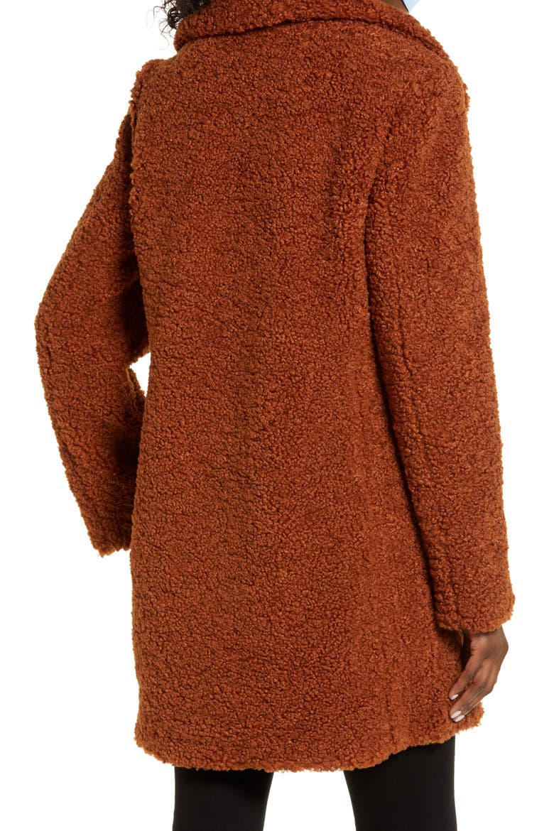 Faux Fur Teddy Coat, Alternate, color, COGNAC