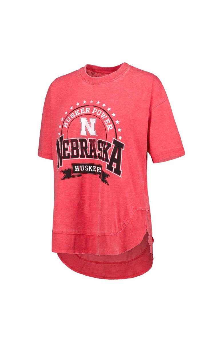PRESSBOX Women's Pressbox Scarlet Nebraska Huskers Vintage Wash Poncho Captain T-Shirt, Alternate, color, 