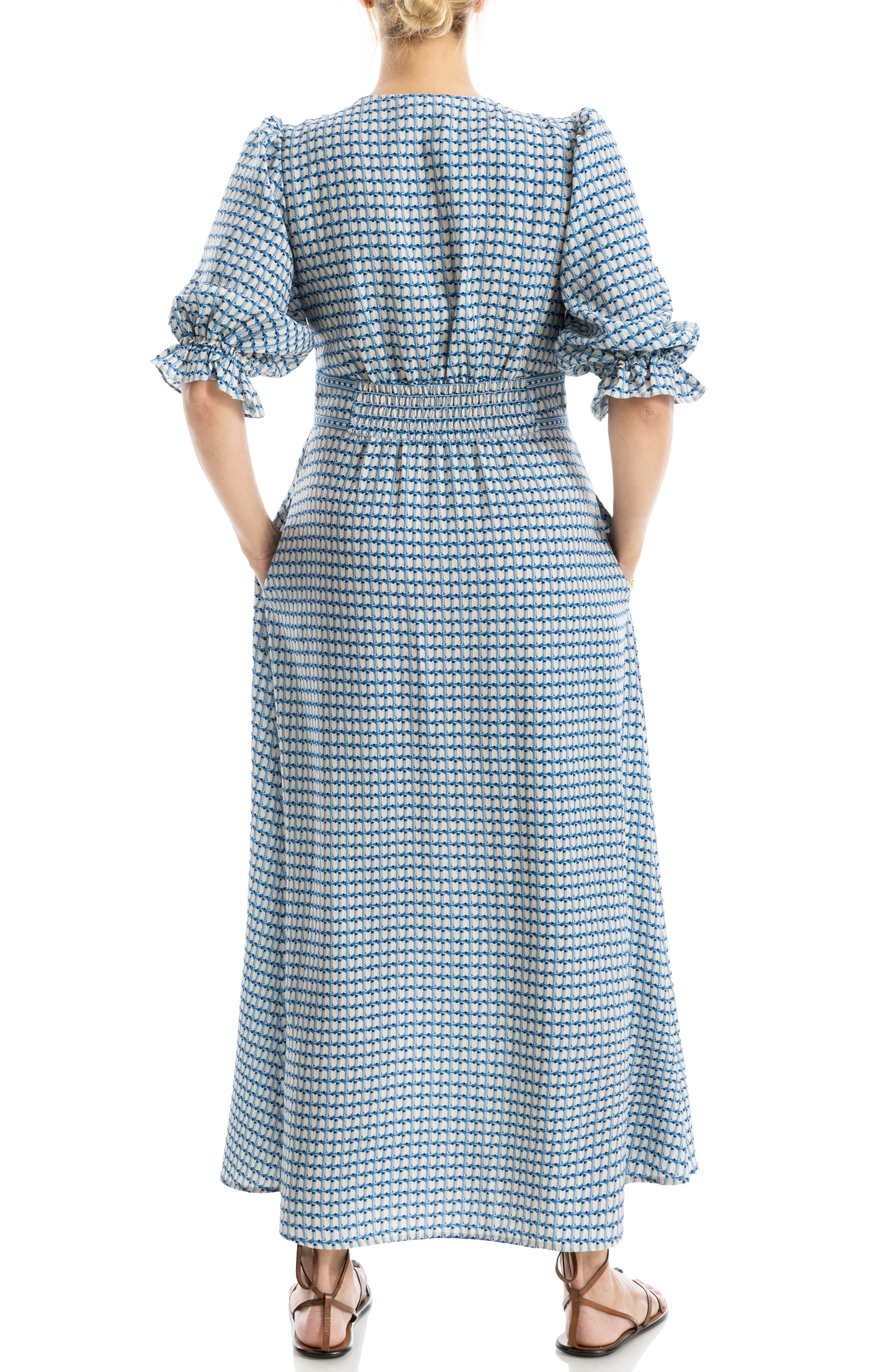 V-Neck Puff Sleeve Maxi Dress - image 4
