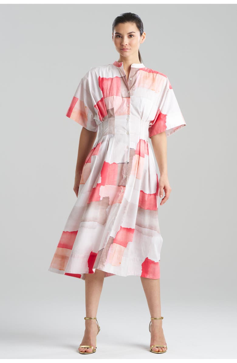Natori CHIYO Pleat Release Dress, Main, color, Coral