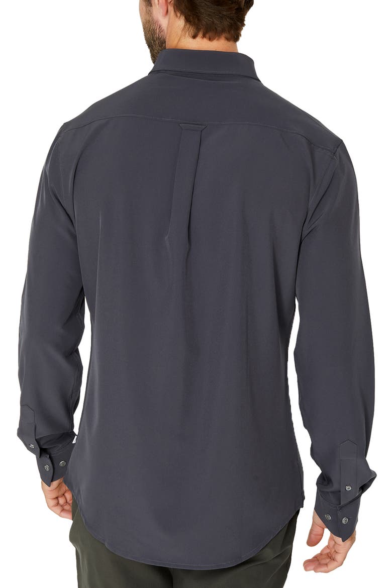 Liberty Solid Performance Button-Up Shirt, Alternate, color, CHARCOAL