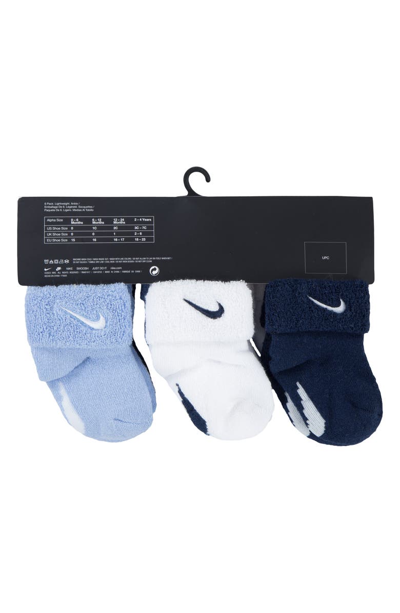 Nike 6-Pack Cuffed Terry Bootie Socks, Alternate, color, Cobalt Bliss