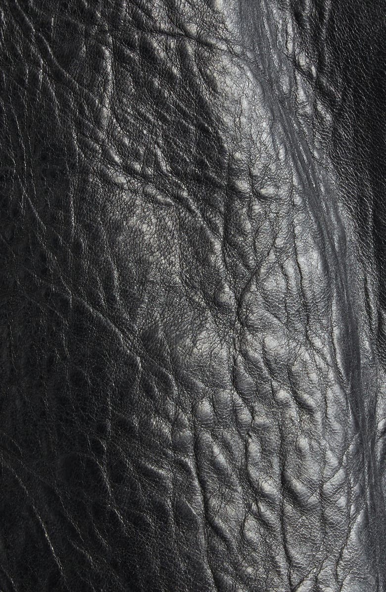 Rick Owens Crop Leather Zip Jacket, Alternate, color, Black