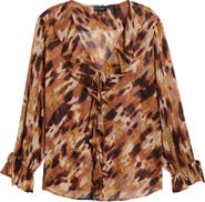 Tahari ASL Print Ruffle Top