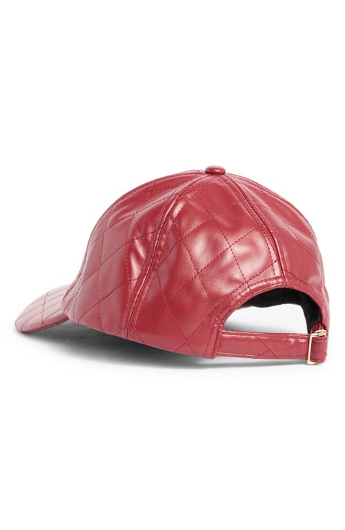 Vince Camuto Quilted Faux Leather Baseball Cap In Burgundy