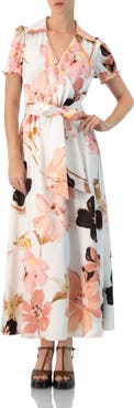 IVONNE Short Sleeve V-Neck Collared Maxi Dress