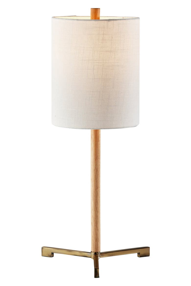 Maddox Table Lamp, Main, color, NATURAL WOOD / ANTIQUE BRASS