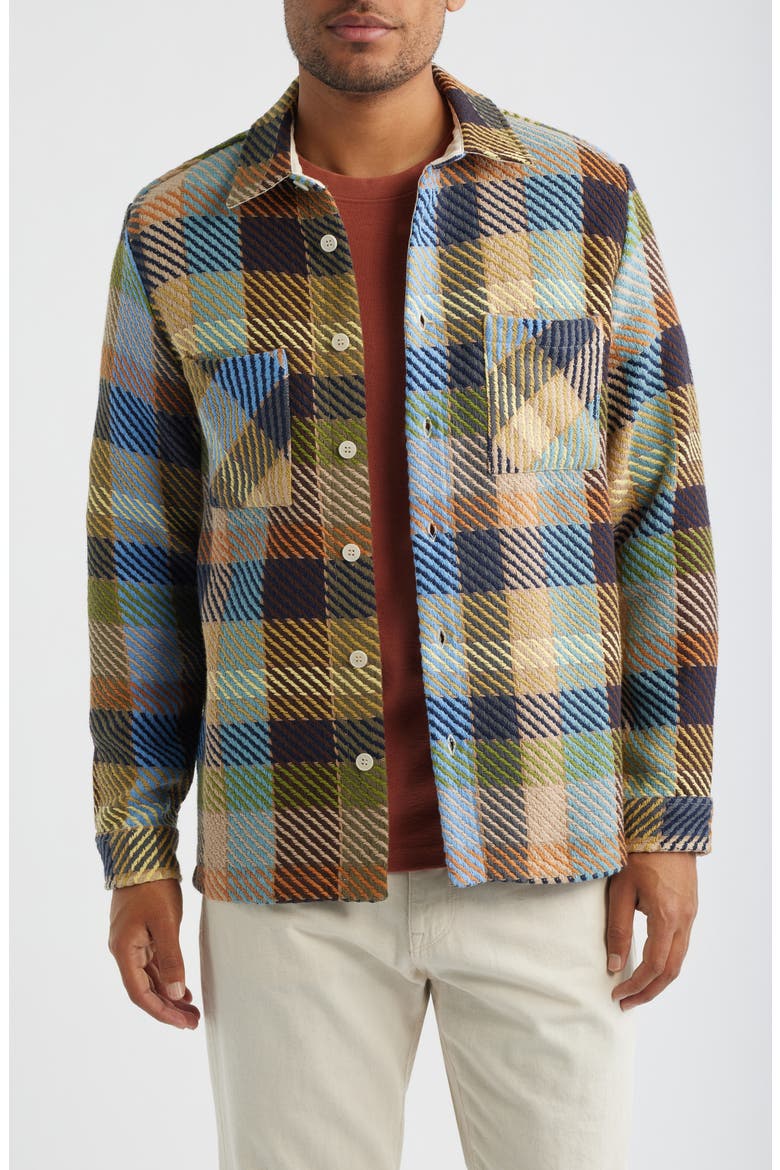 Whiting Pike Check Recycled Cotton Blend Overshirt, Main, color, KHAKI / MULTI