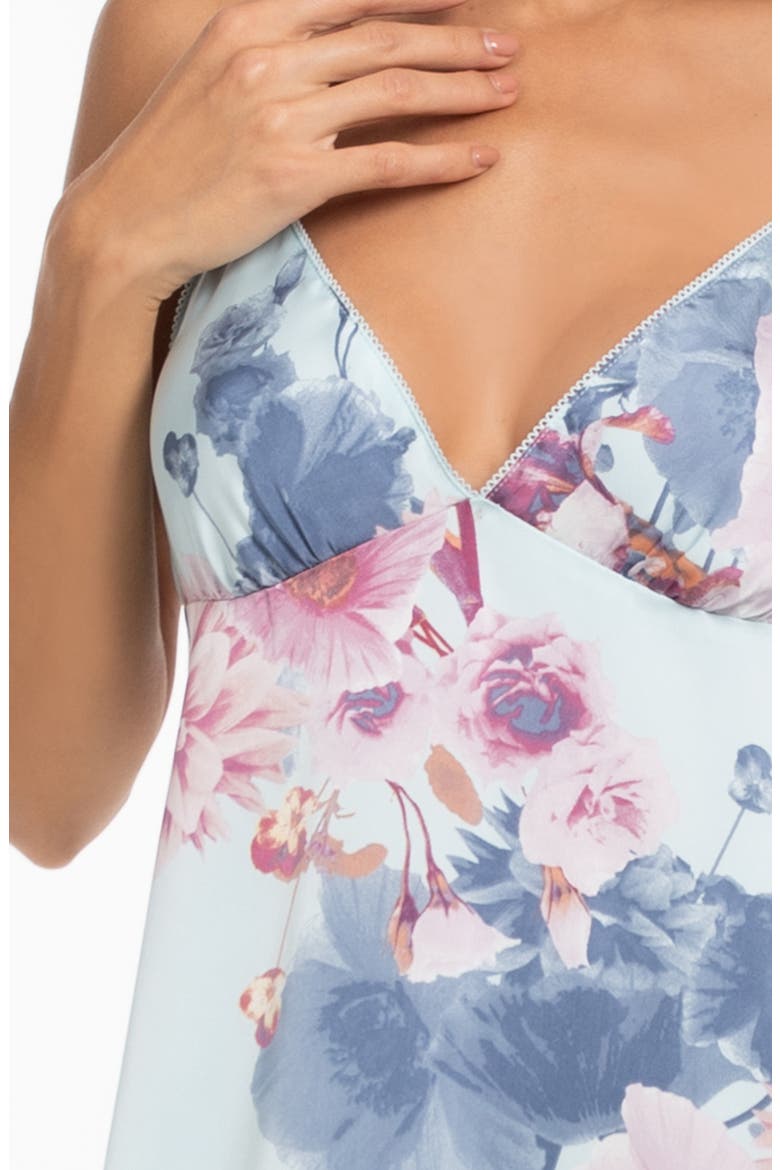 Print Satin Chemise, Alternate, color, BLUE