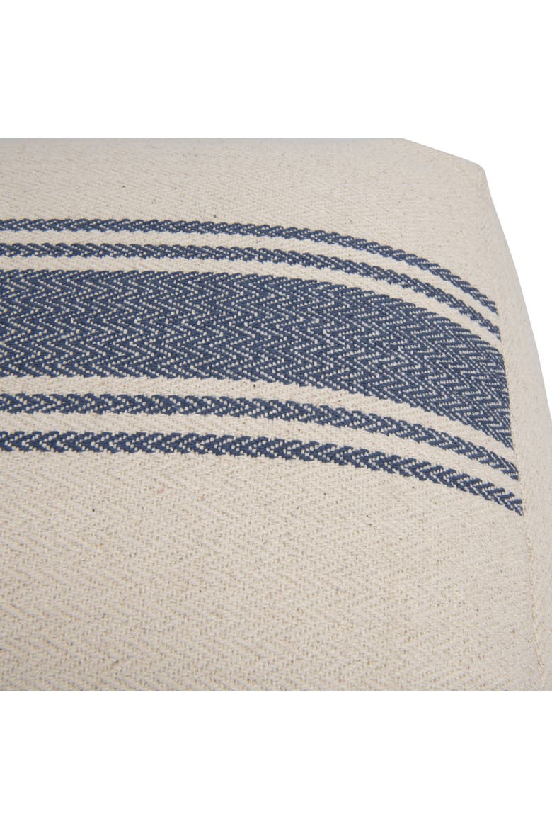 Striped Square Canvas Pouf, Blue, Alternate, color, Blue