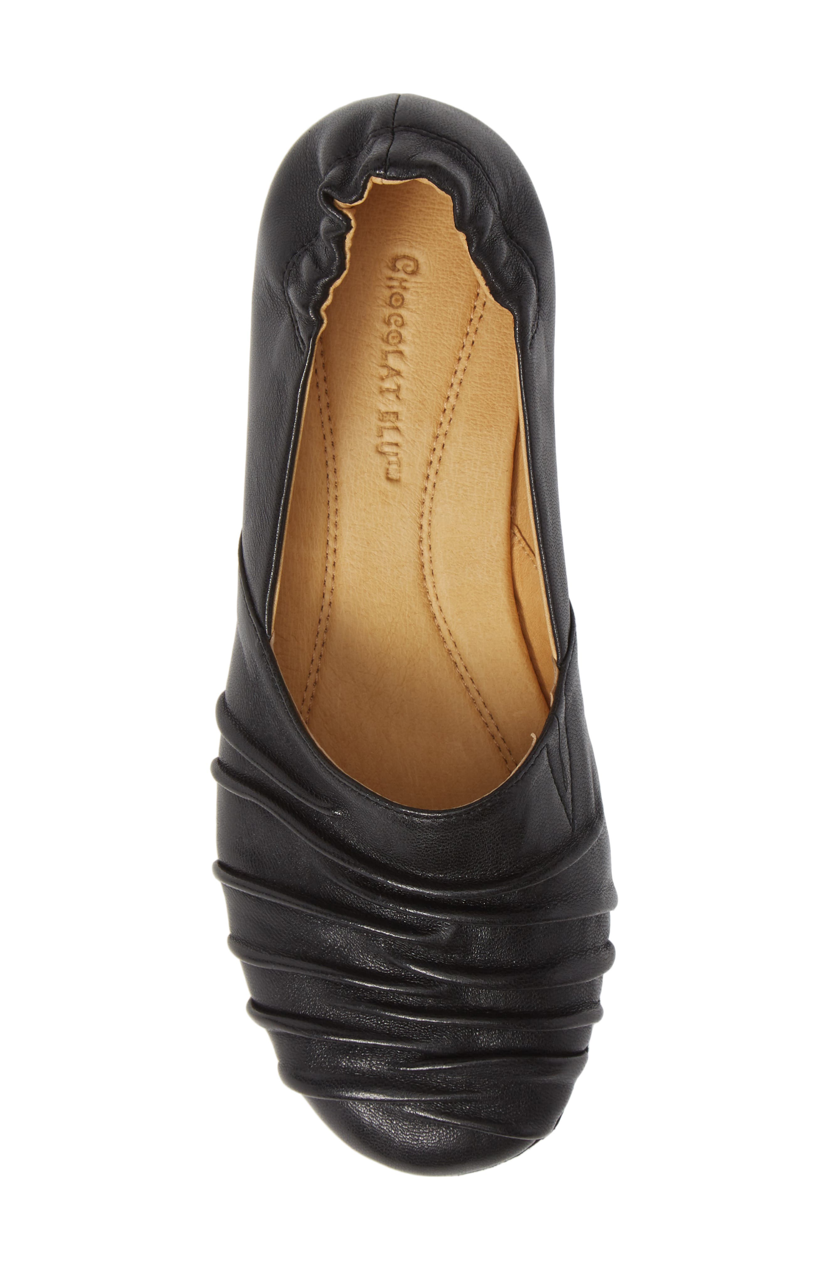 Caro Pleated Flat, Alternate, color, BLACK LEATHER