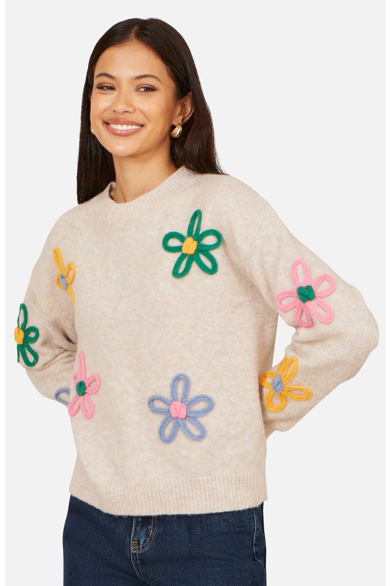 Relaxed Flower Embroidered Jumper, Main, color, Grey