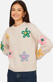 Yumi Relaxed Flower Embroidered Jumper