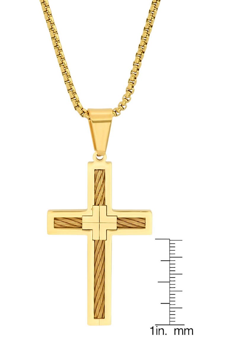 Cross & Cable Pendant Necklace, Alternate, color, GOLD