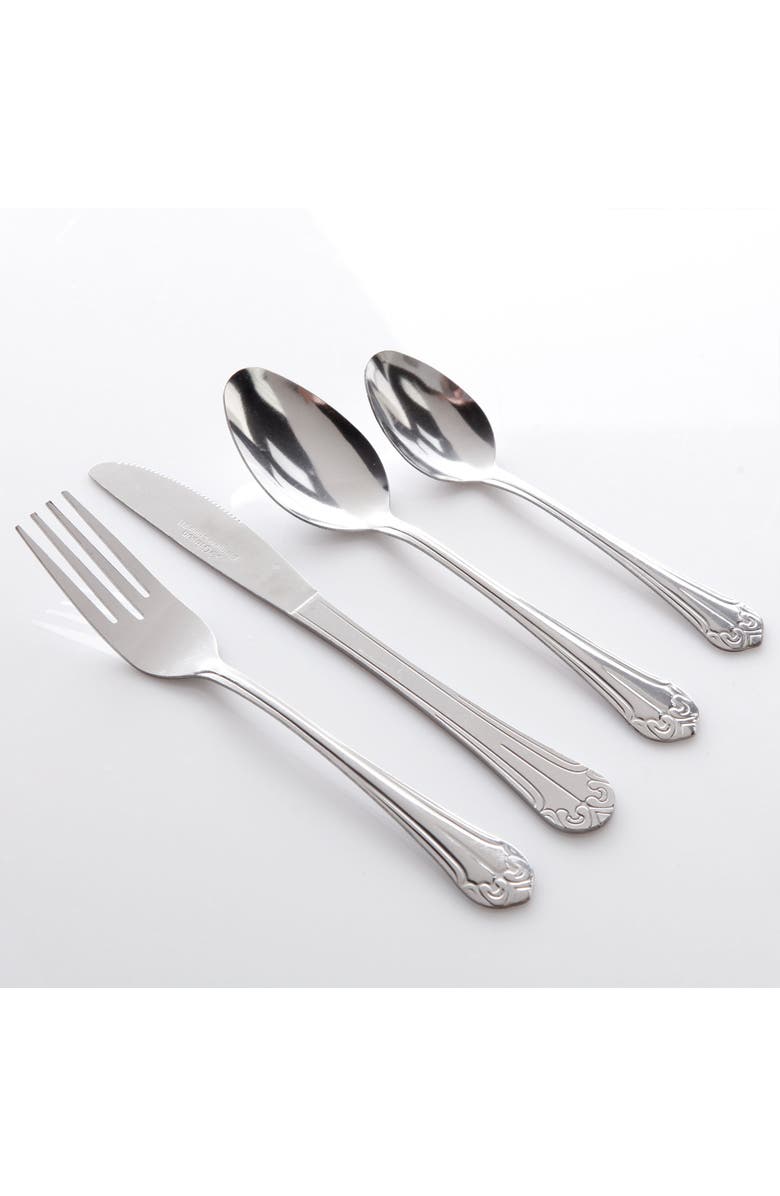 Gibson Home Mariano 24 Piece Flatware Set, Alternate, color, Metallic Silver