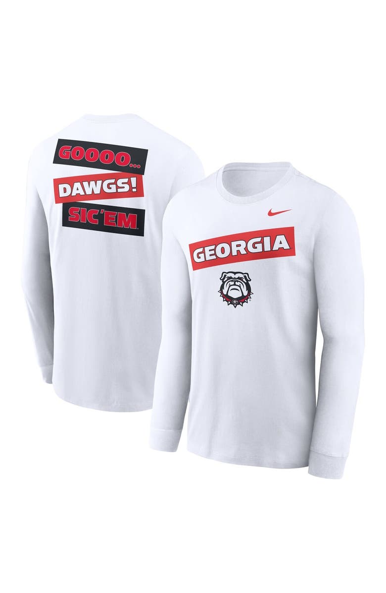 Nike Men's Nike White Georgia Bulldogs Two-Hit Classic Location Long Sleeve T-Shirt, Alternate, color, White