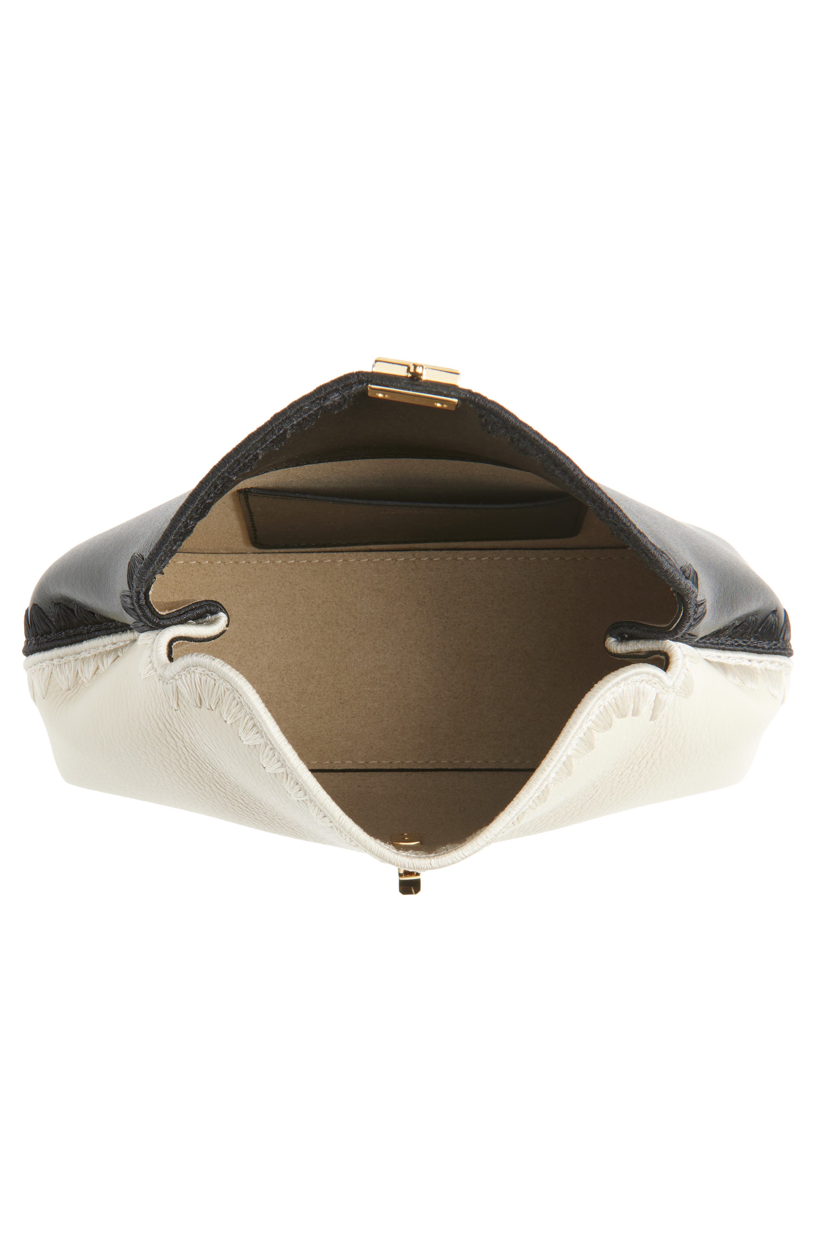 TOTEME Mini T-Lock Leather Clutch, Alternate, color, Black/ Milk