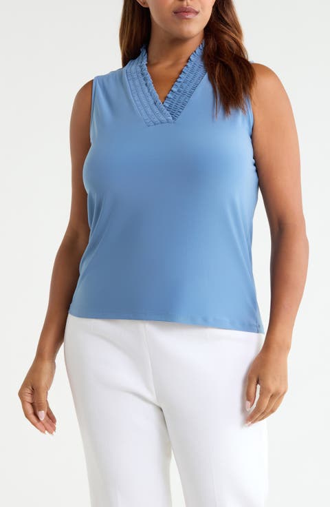 Smocked V-Neck Tank