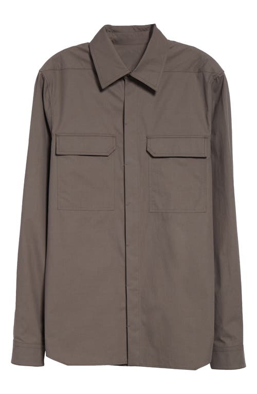 Rick Owens Structured Cotton Work Shirt With Button-down Front In Dust