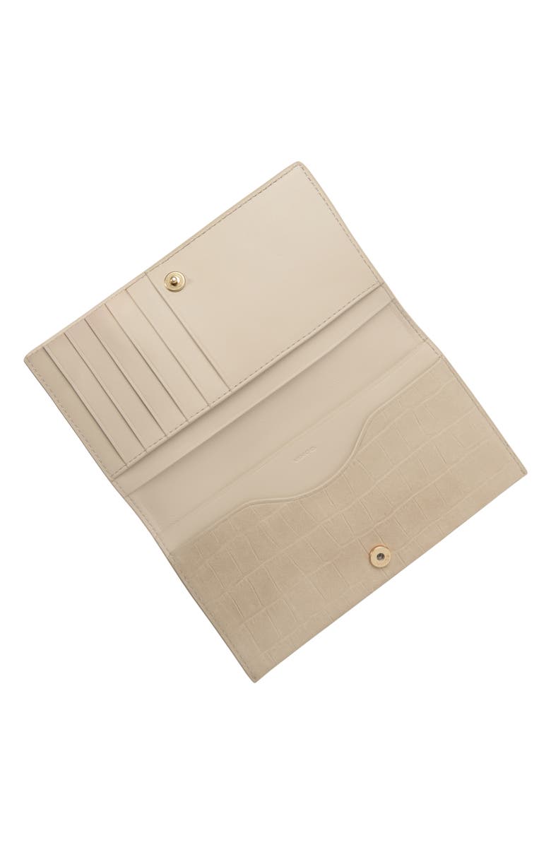 Vince Continental Croc Embossed Nubuck Leather Wallet, Alternate, color, Marzipan