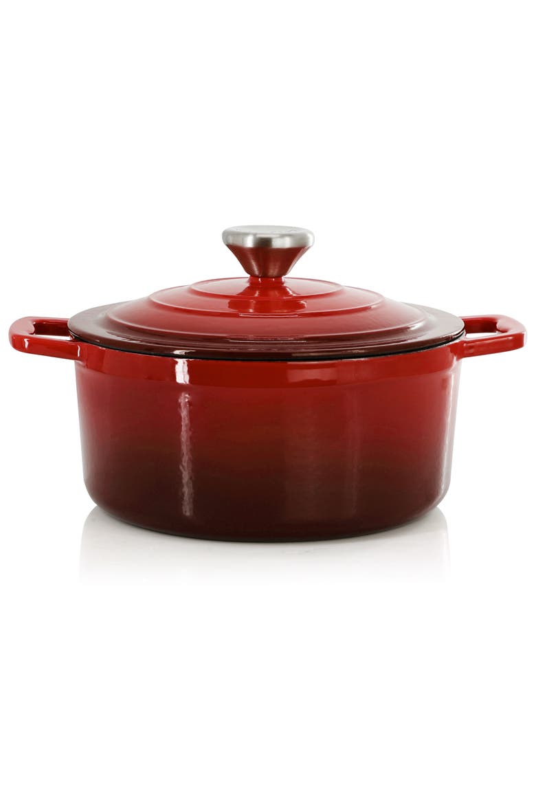2.7 Quart Round Enameled Cast Iron Casserole, Alternate, color, Red