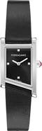 FERRAGAMO Asymetrique Leather Strap Watch, 22mm x 36mm