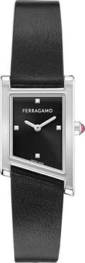 FERRAGAMO Asymetrique Leather Strap Watch, 22mm x 36mm