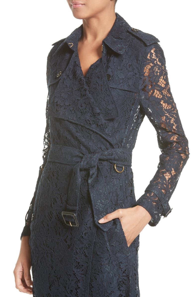 Burberry Gracehill Macramé Lace Wrap Trench Coat, Alternate, color, 
