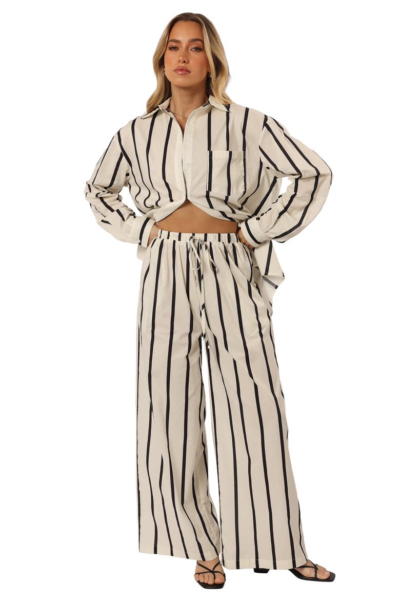 Silvia Stripe Button-Up Shirt, Alternate, color, CREAM STRIPE