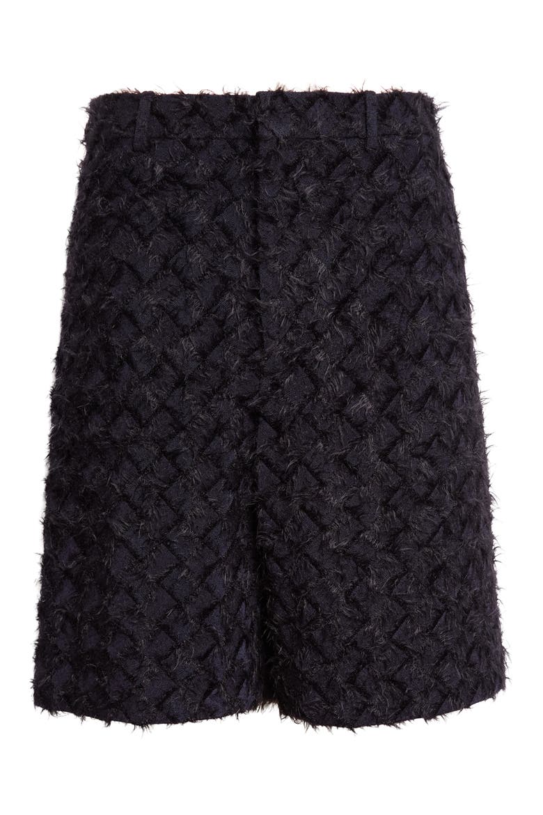 Fringed Mohair & Nylon Tape Intrecciato Wide Leg Shorts, Main, color, 1057 BLACK/ BLUE
