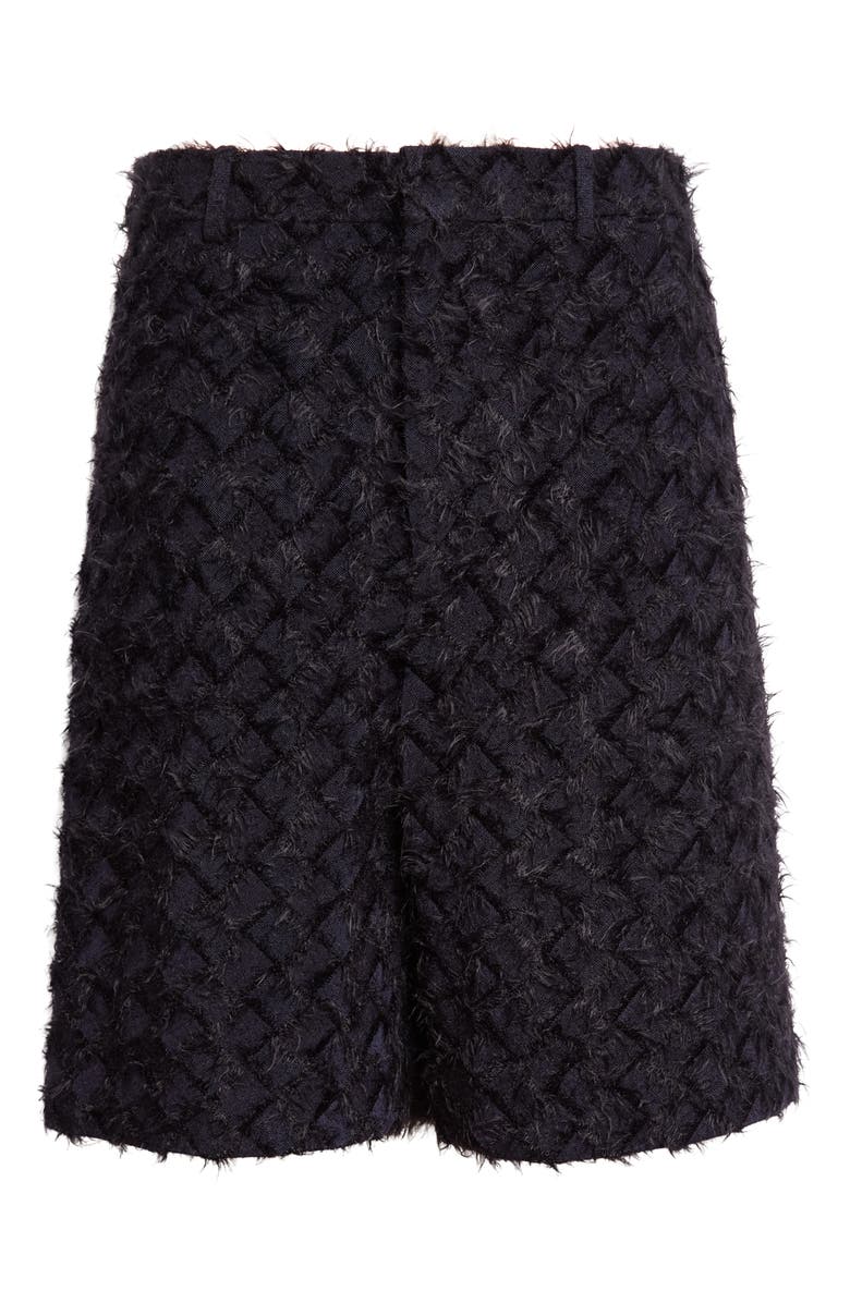 Bottega Veneta Fringed Mohair & Nylon Tape Intrecciato Wide Leg Shorts, Main, color, 1057 Black/ Blue