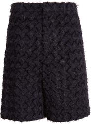 Bottega Veneta Fringed Mohair & Nylon Tape Intrecciato Wide Leg Shorts