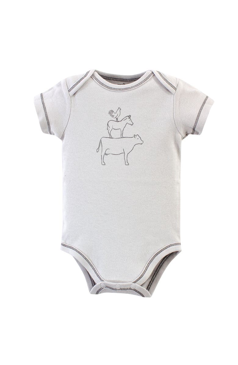 Touched by Nature Organic Cotton Bodysuits, Alternate, color, Farm Friends