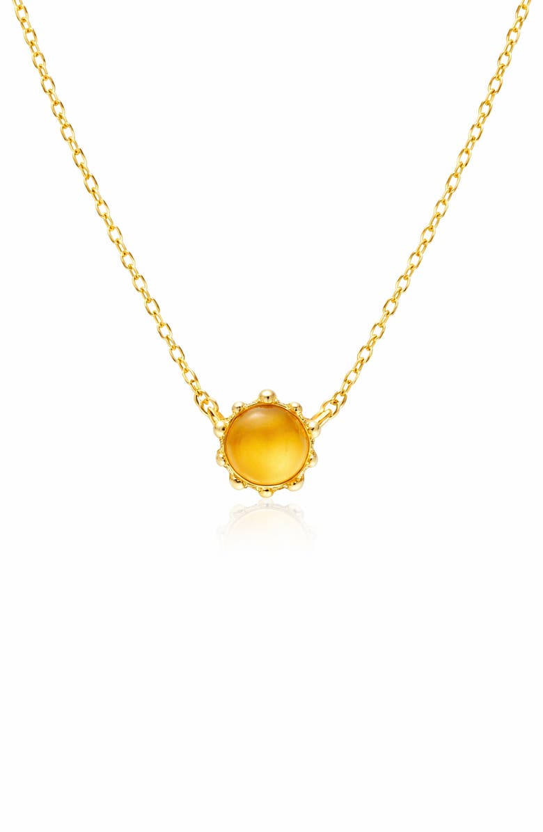 House of Frosted 14K Yellow Gold Citrine Cabochon Pendant Necklace, Main, color, 