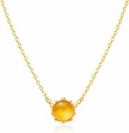 House of Frosted 14K Yellow Gold Citrine Cabochon Pendant Necklace