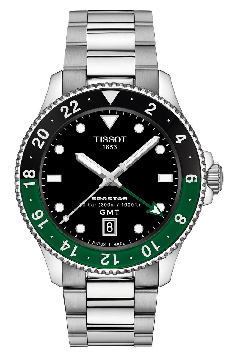 Seastar 1000 GMT Bracelet Watch, 40mm, Main, color, SILVER