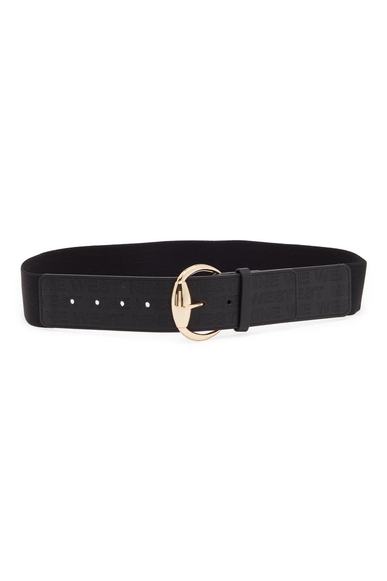 Gleaming Buckle Wide Belt, Main, color, BLACK/ GOLD