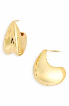 Argento Vivo Sterling Silver Puffy 'J' Hoop Earrings