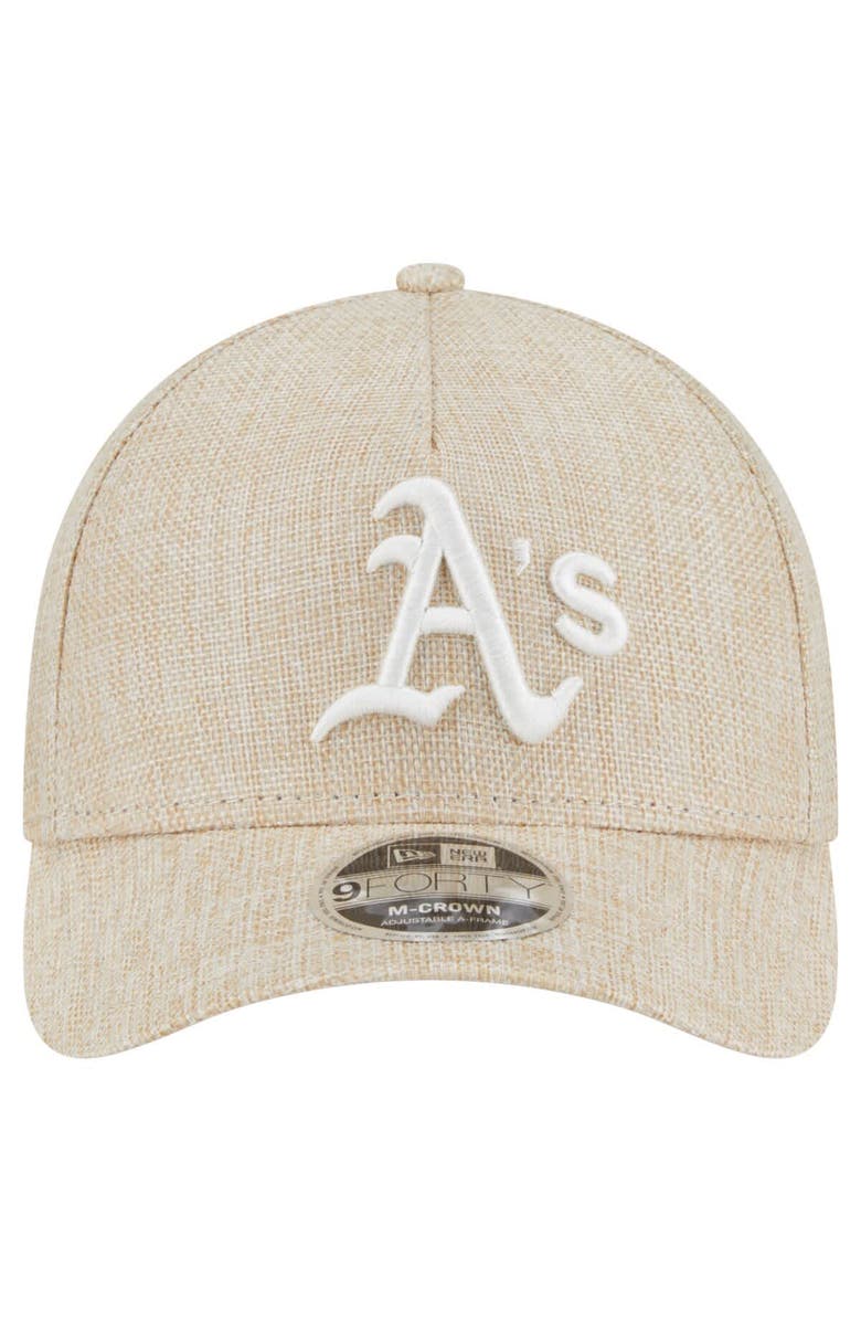 New Era Men's New Era Beige Athletics Cotton Weave M-Crown A-Frame 9FORTY Adjustable Hat, Alternate, color, Beige