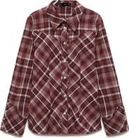 MANGO Plaid Snap-Up Shirt